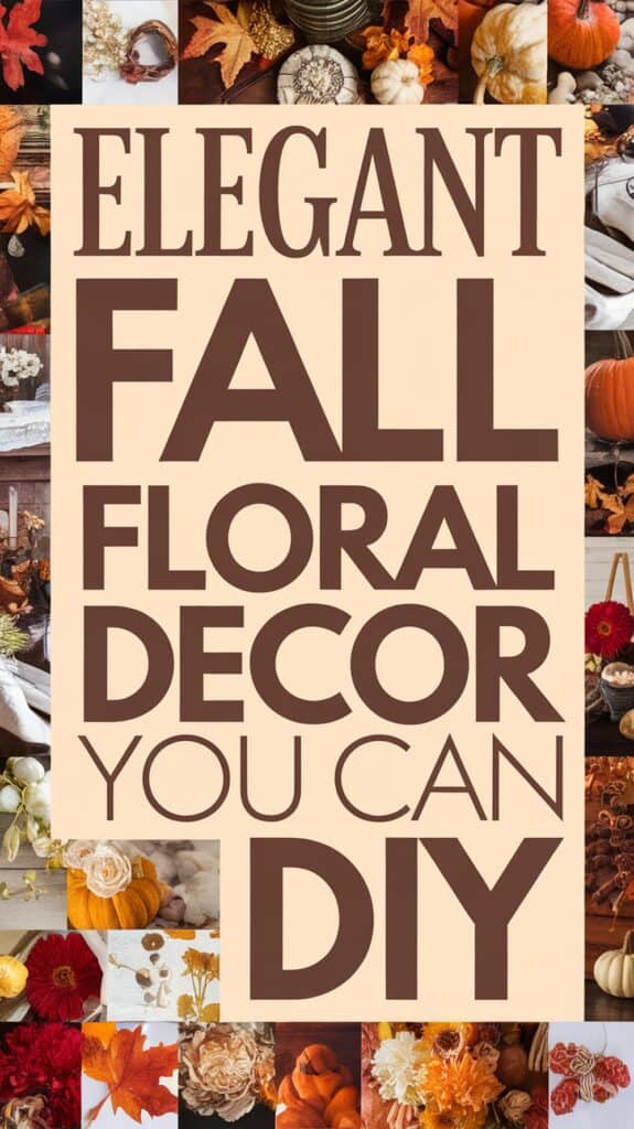 Collage of fall-themed floral decorations with the text "Elegant Fall Floral Decor You Can DIY" in the center.
