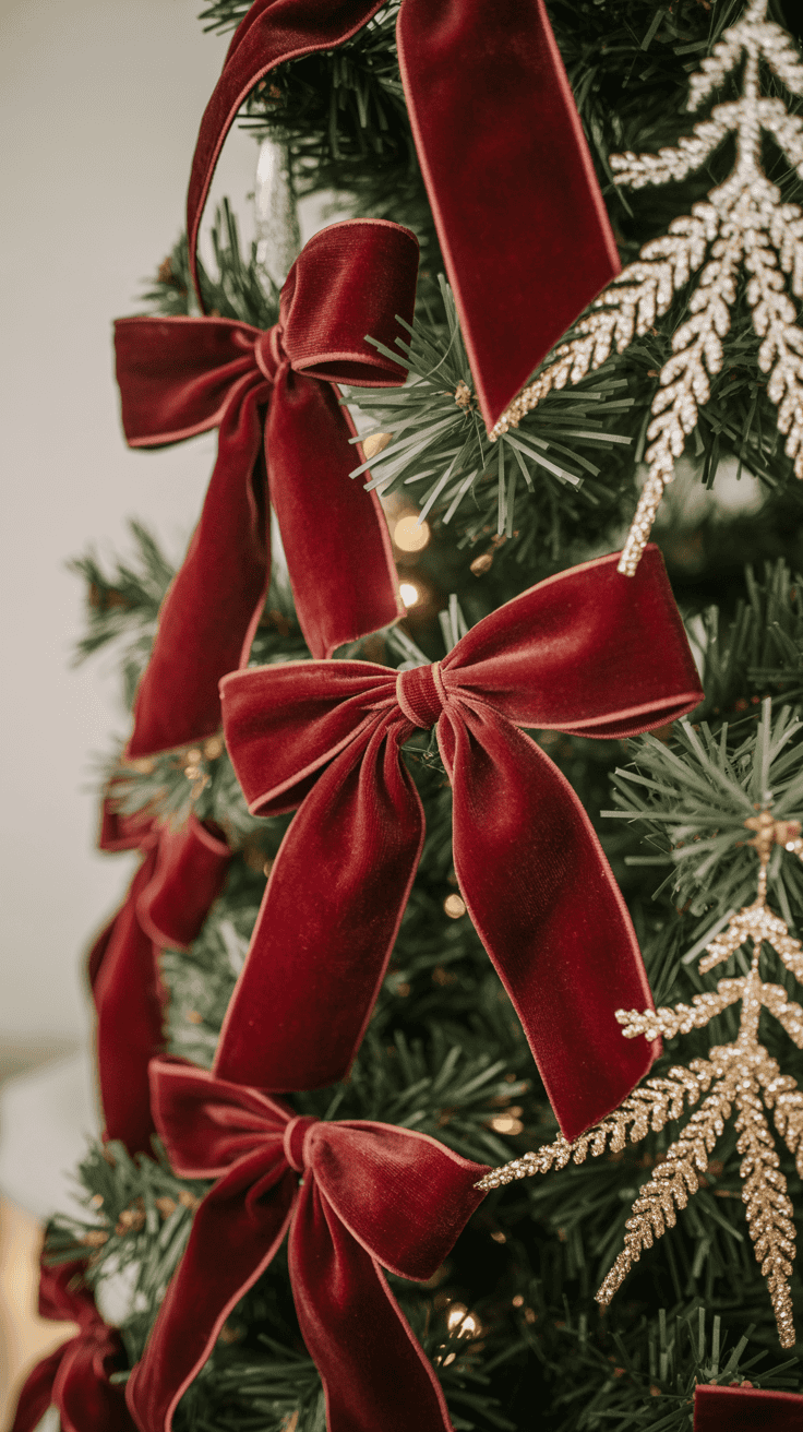 Burgundy Velvet Bows for Christmas Tree That Feel Luxe and Cozy