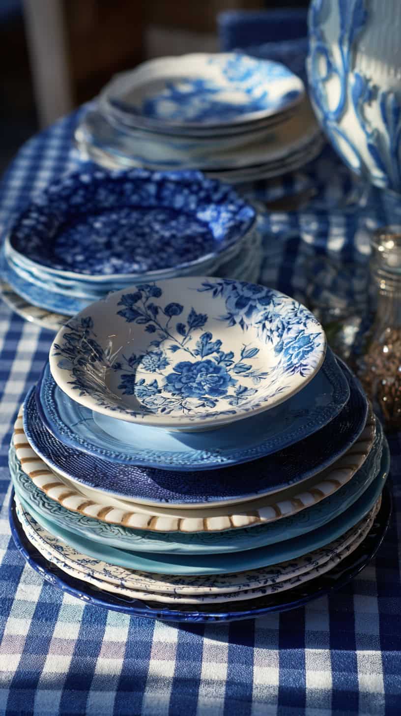 Blue and White Plates - Image 1