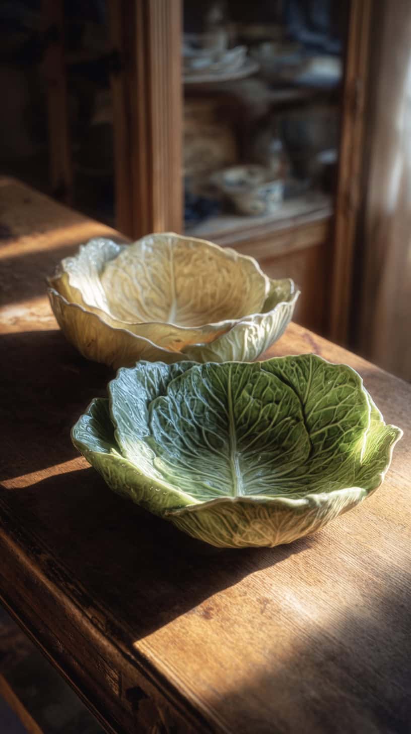 Budget-Friendly vs. Antique White and Green Tableware - Image 1