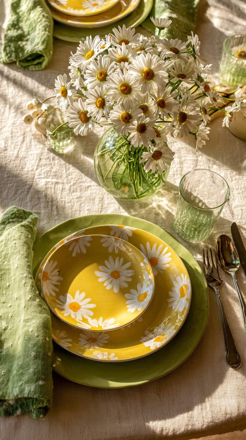Family Table Ideas with Yellow Daisy Plates - Image 1