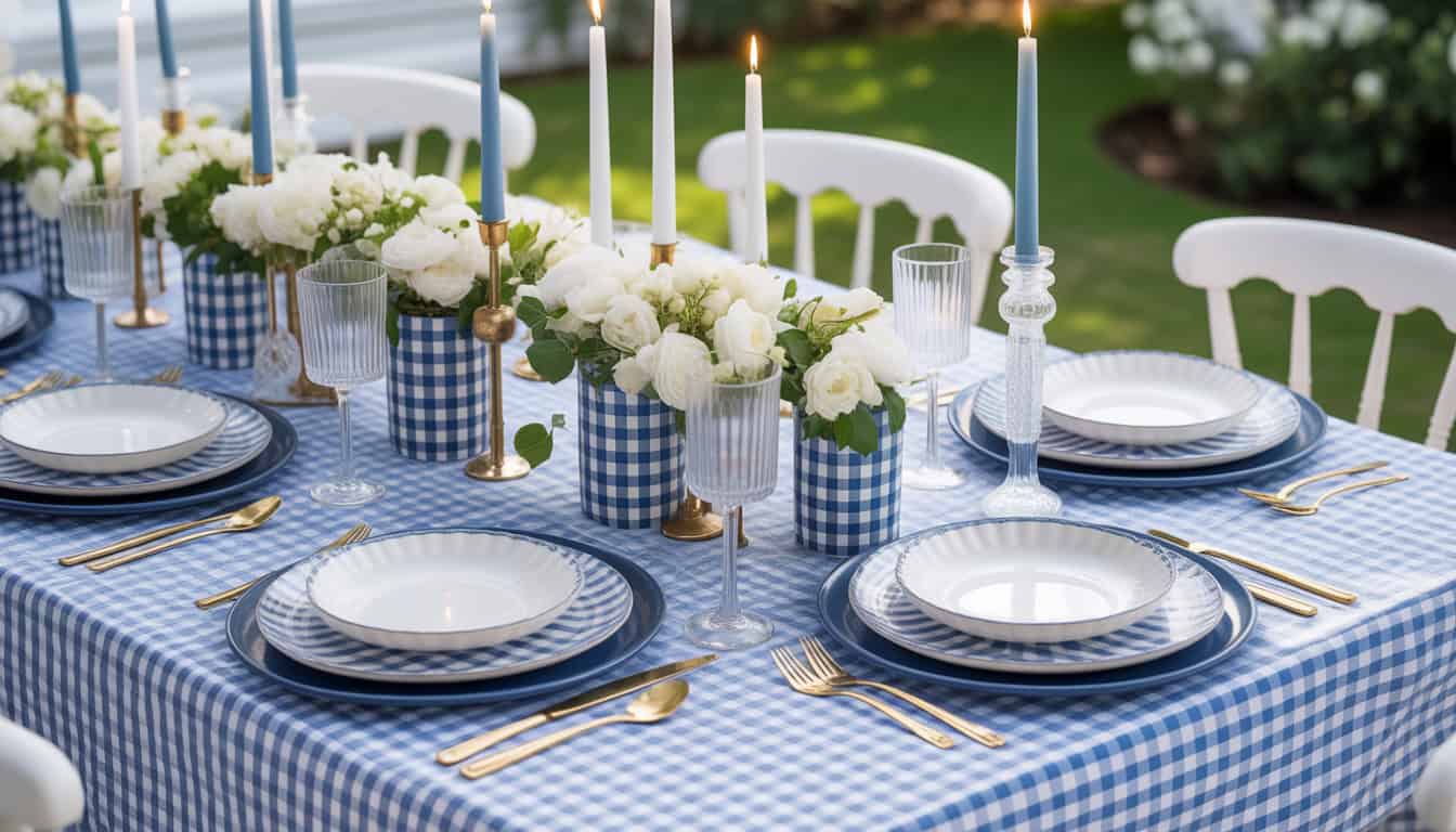 15 Blue and White Gingham Table Setting Inspiration