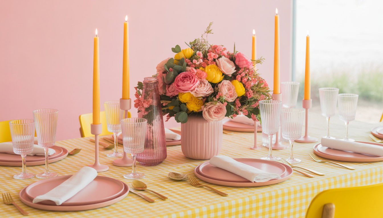 18 Pink and Yellow Table Setting Ideas for a Bright Seasonal Table
