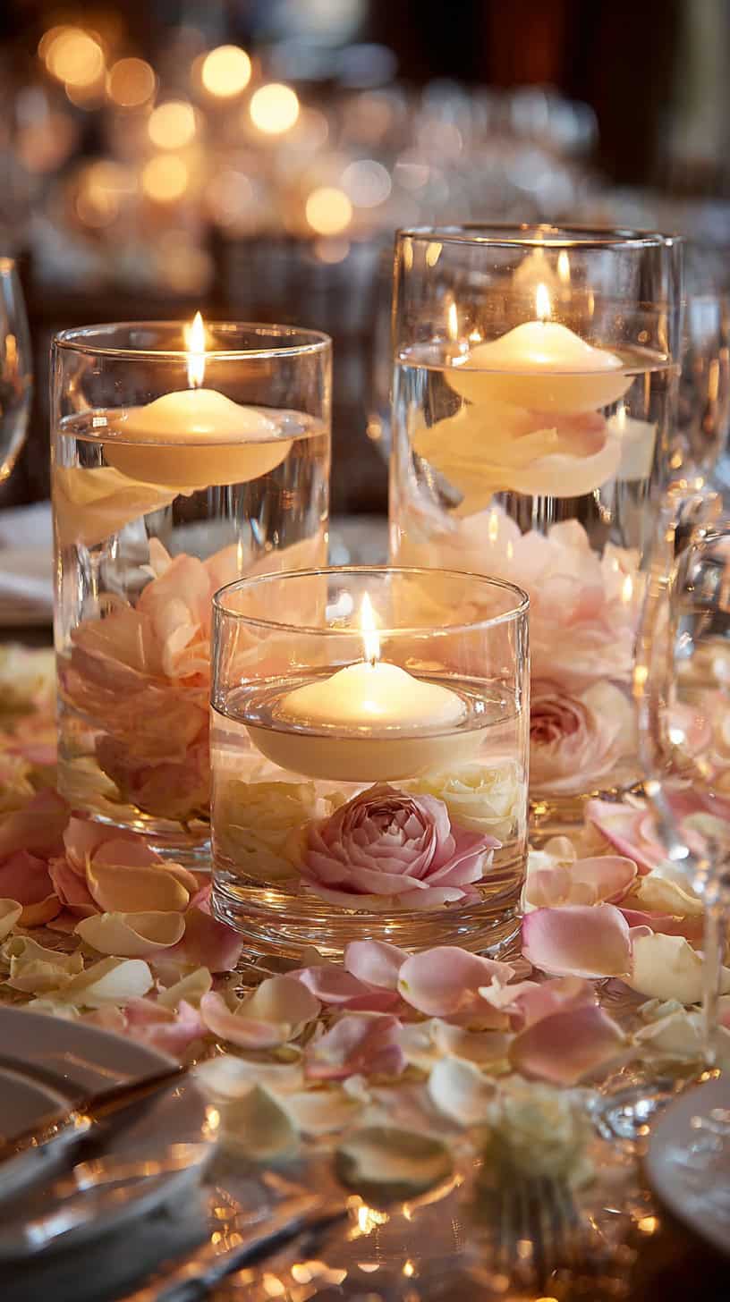 Floating Candles with Petals - Image 1