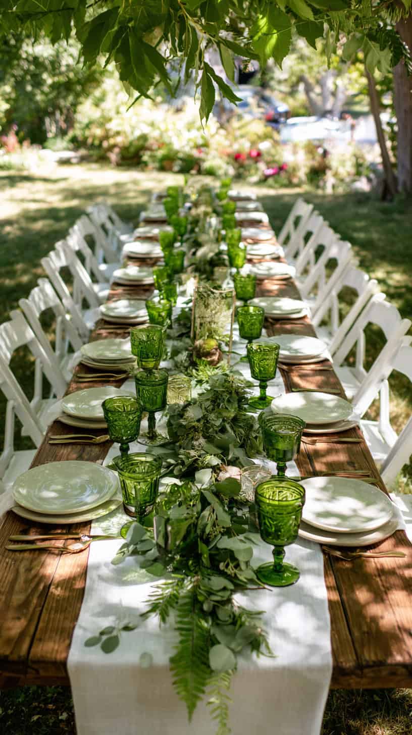 Green Glassware Wedding Table Inspo for Moms - Image 2