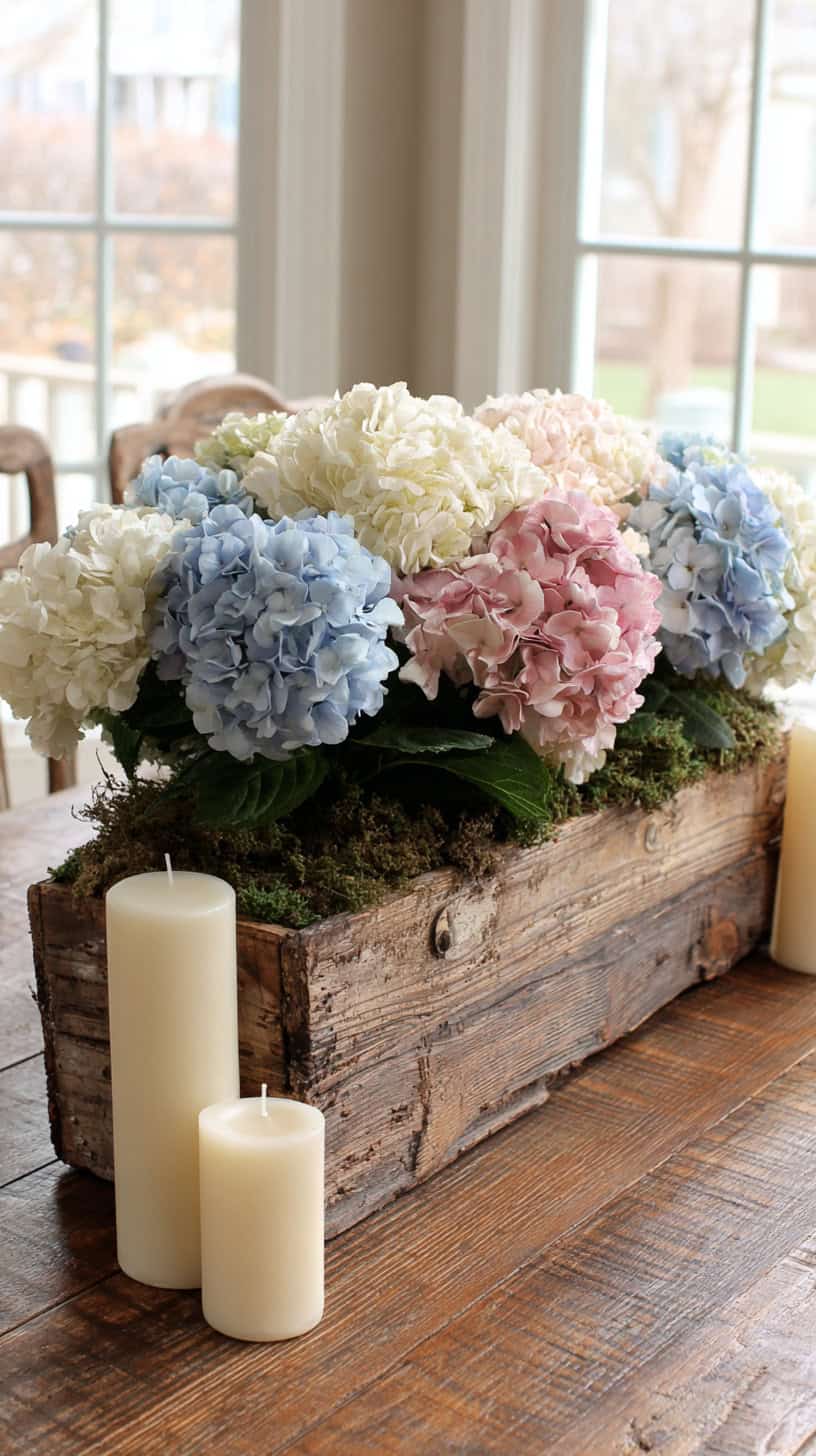Rustic Planter Box with Hydrangeas - Image 2