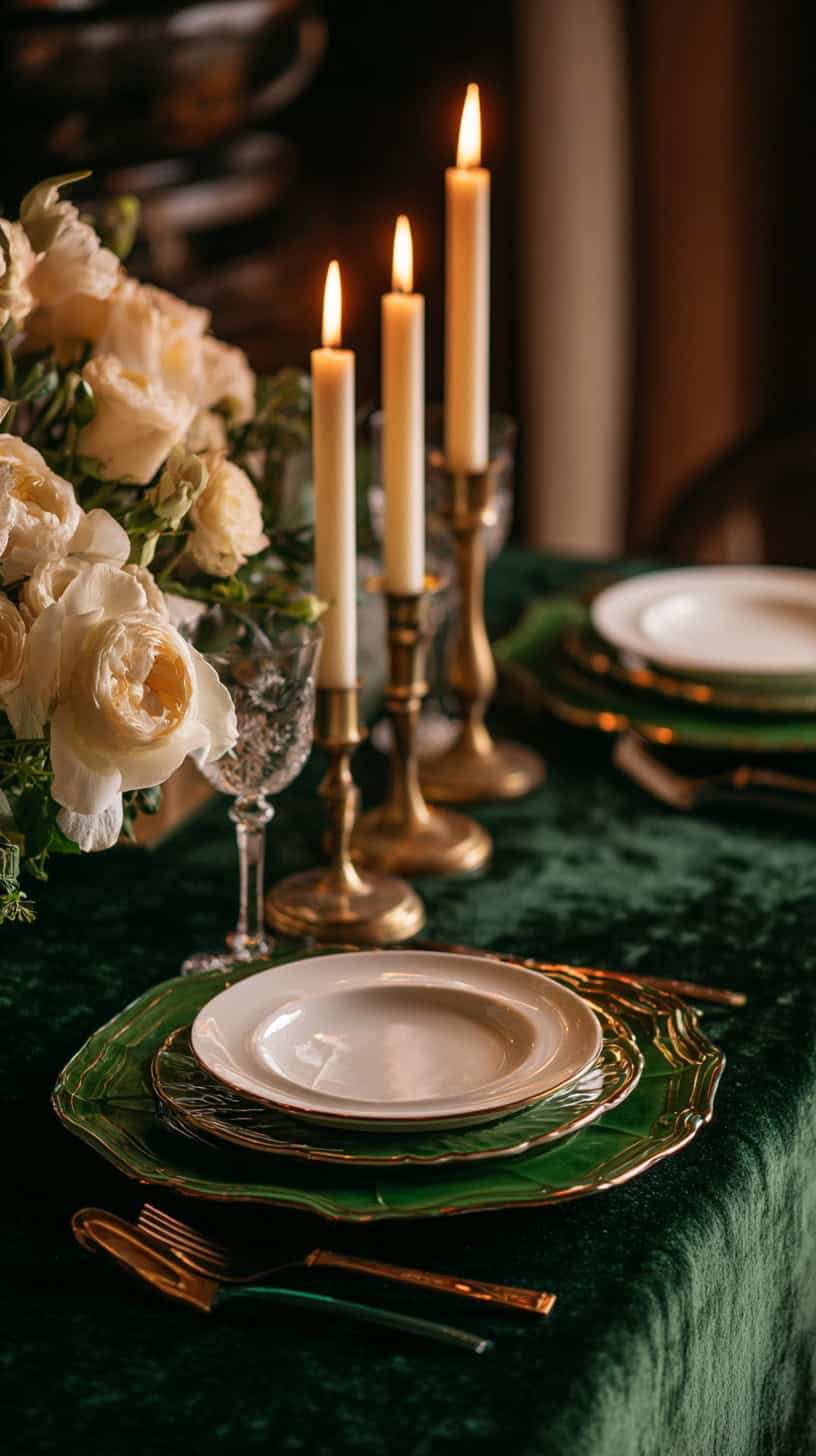 Velvet Placemats and Candles - Image 2