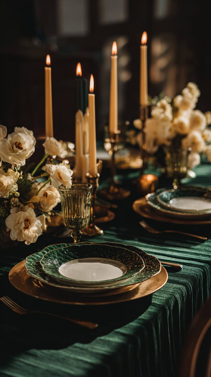 Velvet Placemats and Candles - Image 1