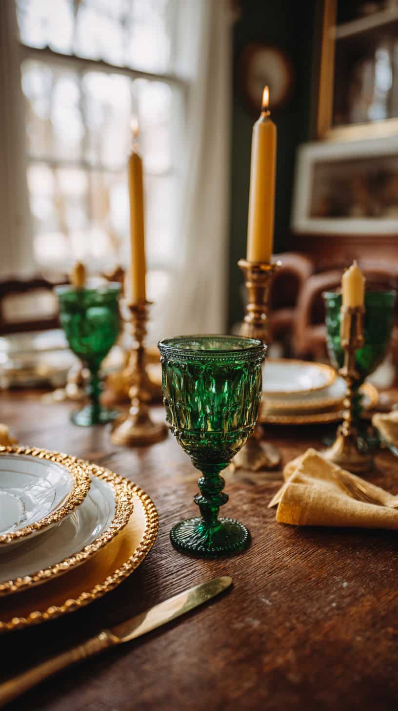 Vintage Green and Gold Glassware Magic - Image 2