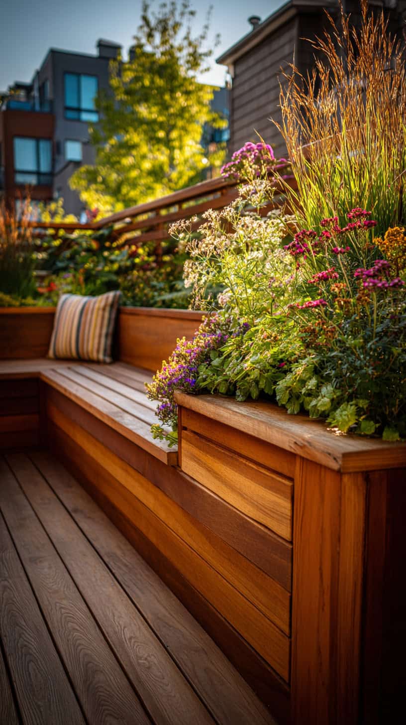 Built-In Timber Planter Bench - Image 1