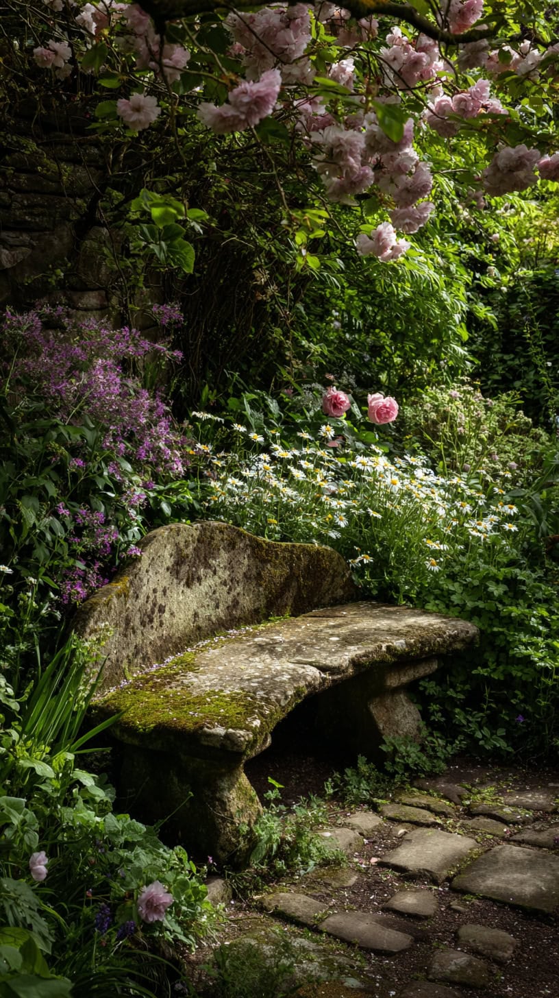 Cottagecore Stone Bench - Image 1