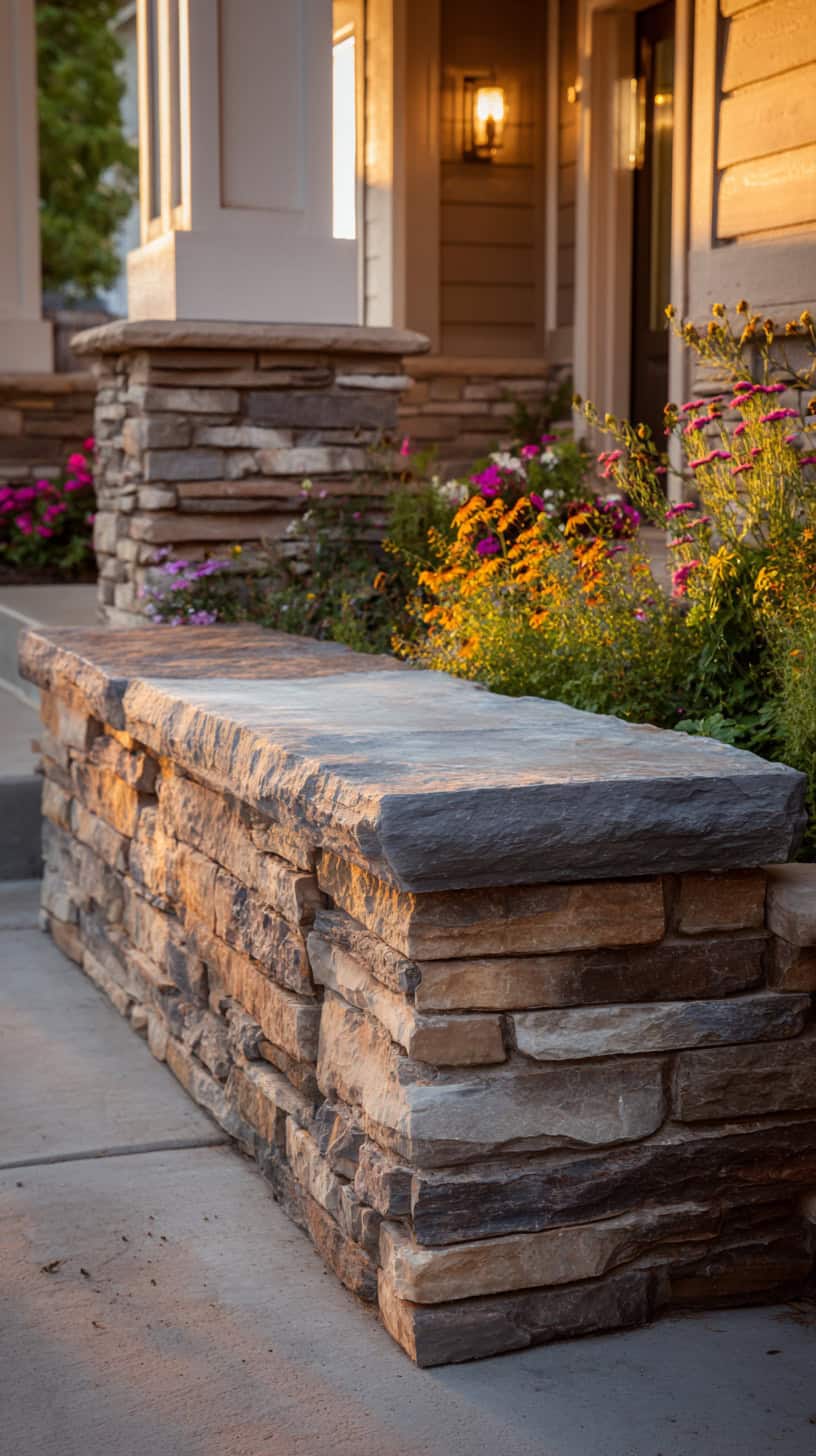 Entryway Stone Seat Walls - Image 2