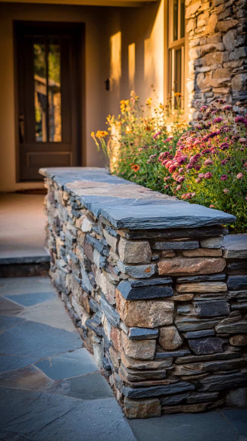 Entryway Stone Seat Walls - Image 1