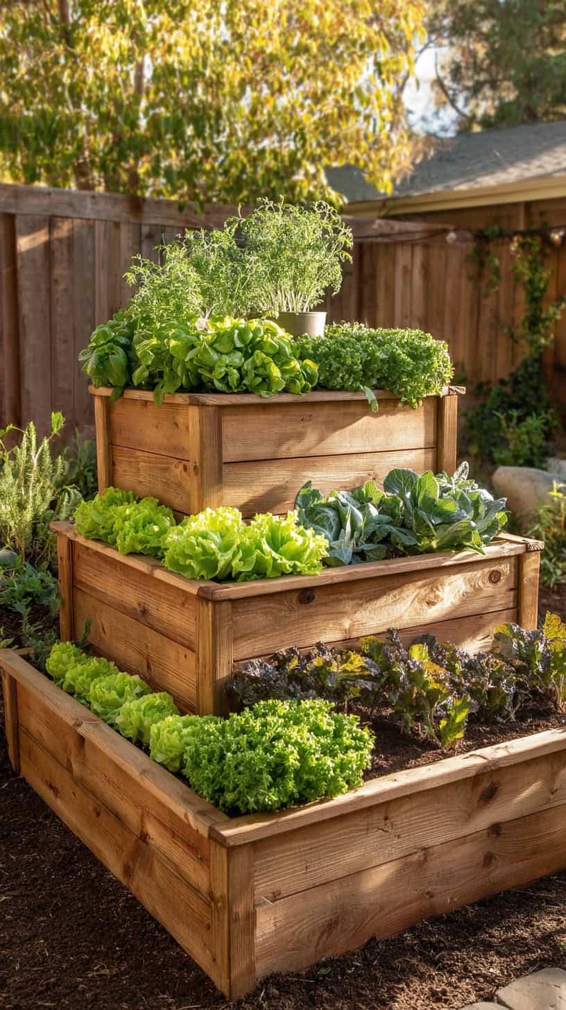 Tiered Wooden Elevated Planter - Image 2