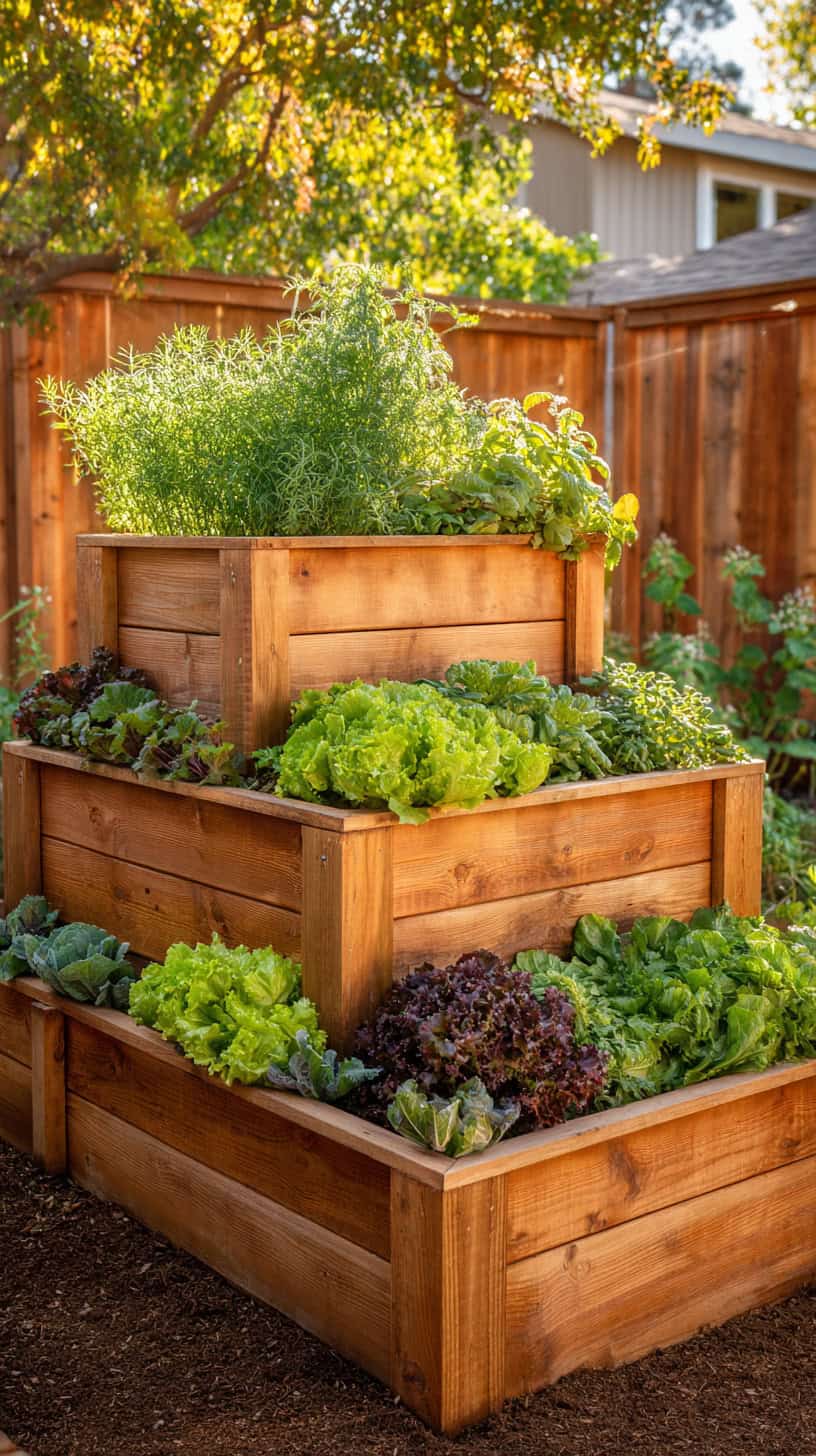 Tiered Wooden Elevated Planter - Image 1