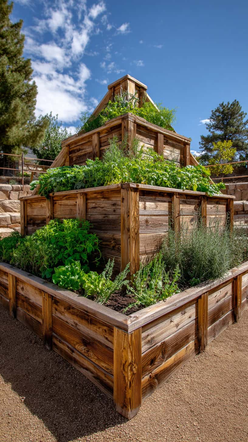Rustic Wooden Herb Pyramid - Image 1