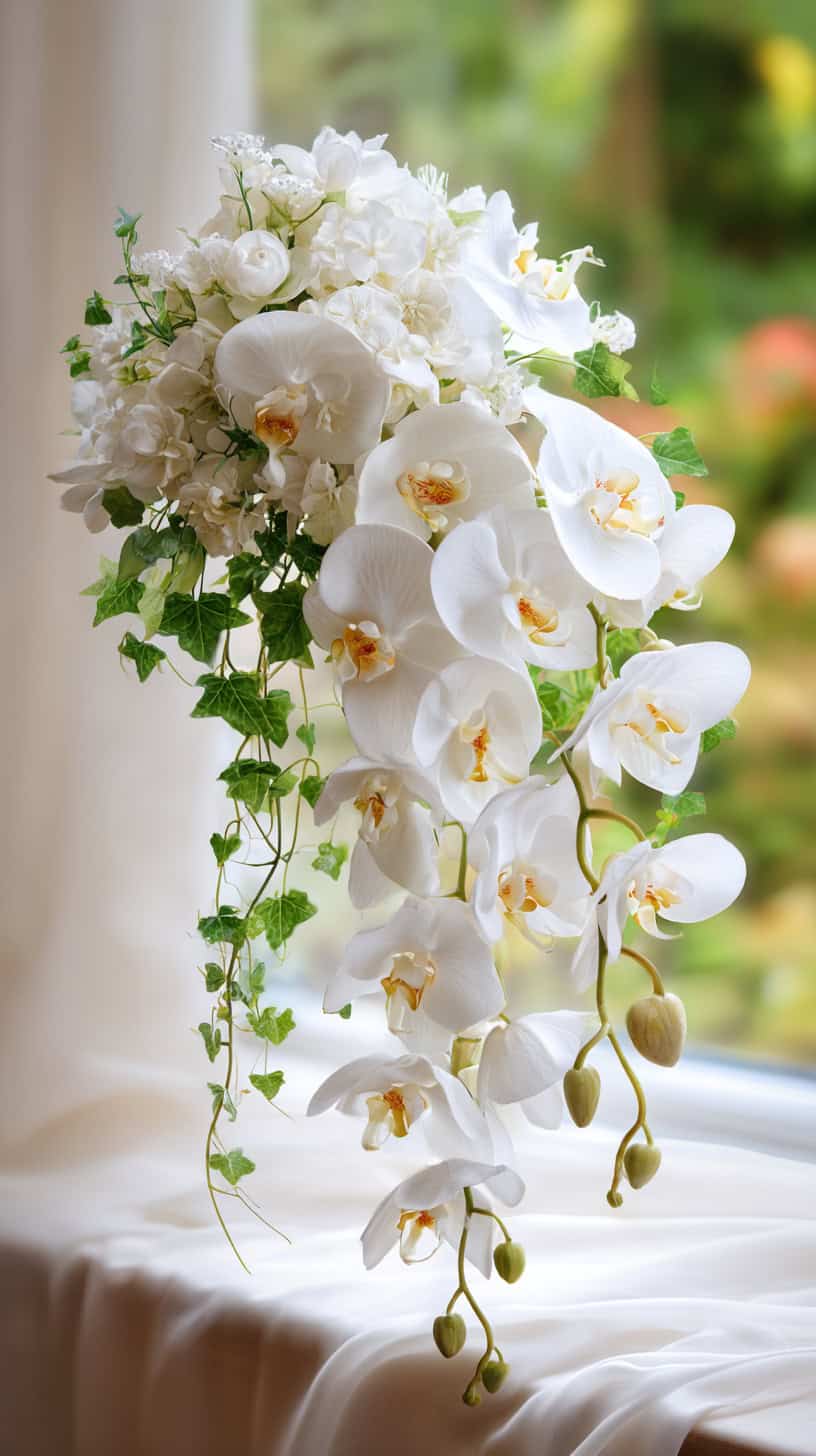 Classic White Orchid Cascade - Image 2