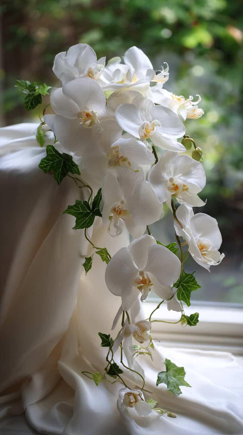 Classic White Orchid Cascade - Image 1
