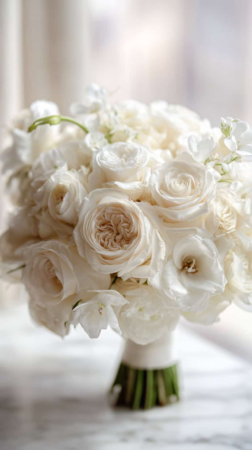 Classic White Rose Bouquet - Image 2