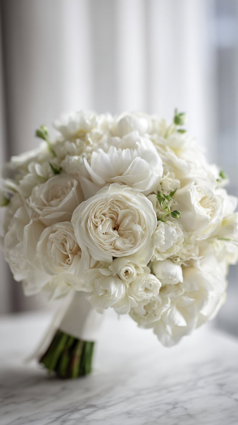 Classic White Rose Bouquet - Image 1