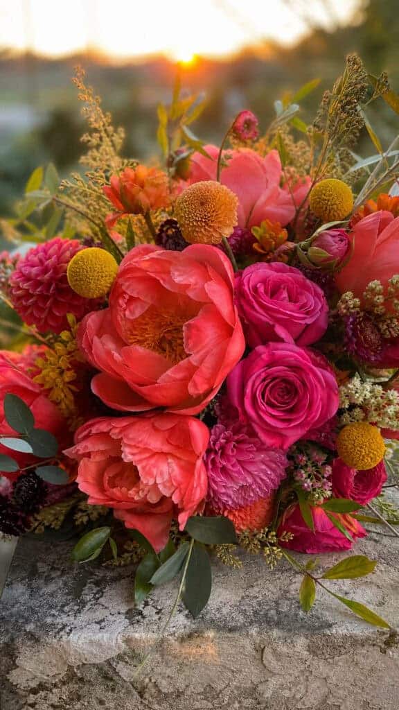 Sunset Vibes: Coral, Fuchsia, and Golden Yellow Combinations