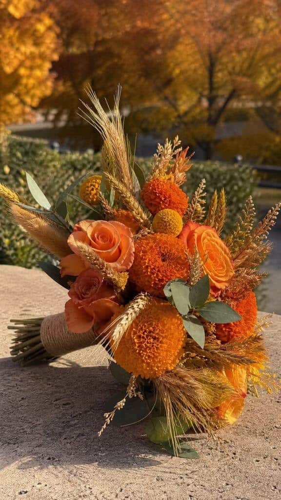 Warm Sunset Tones and Burnt Orange Arrangements