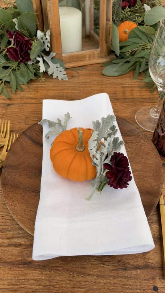 Miniature Pumpkin Place Settings With Dusty Miller