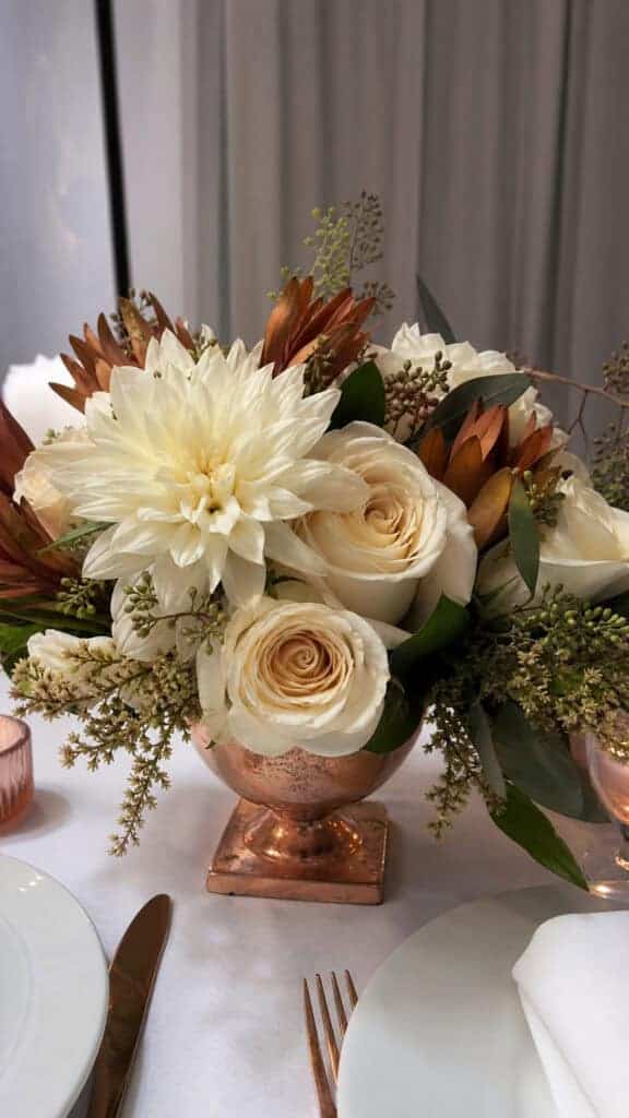 Elegant White and Copper Autumn Sophistication
