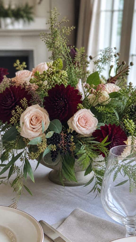 Romantic Blush and Burgundy Garden Style