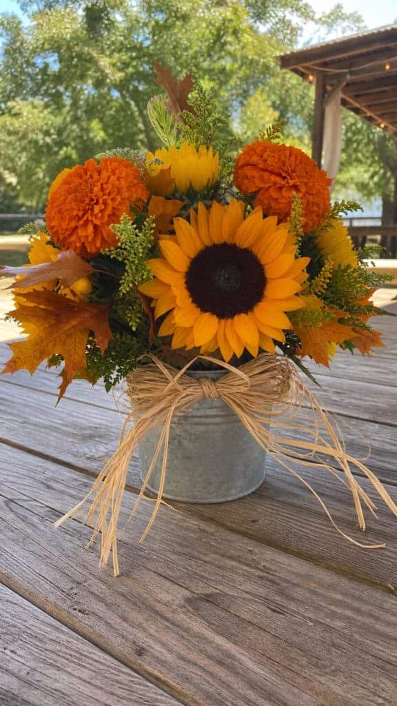 Sunflower and Orange Marigold Cheerful Displays
