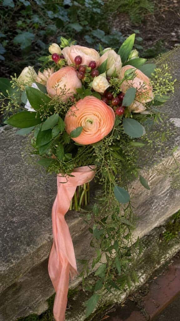 Peach Ranunculus And Berry Clusters