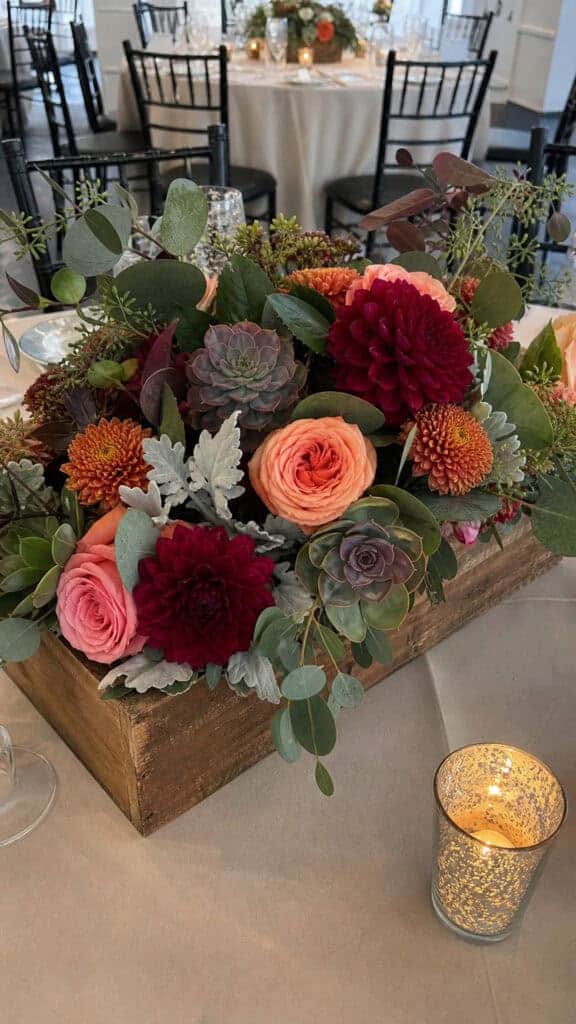 Succulent and Fall Flower Combination Centerpieces