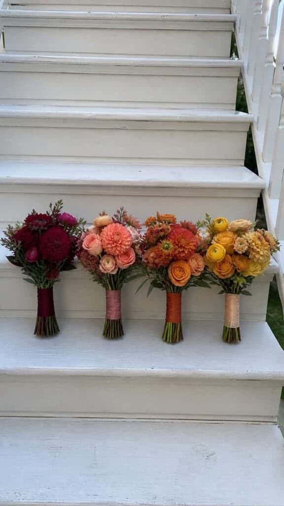 Bridal Party Flowers in Fall Perfection
