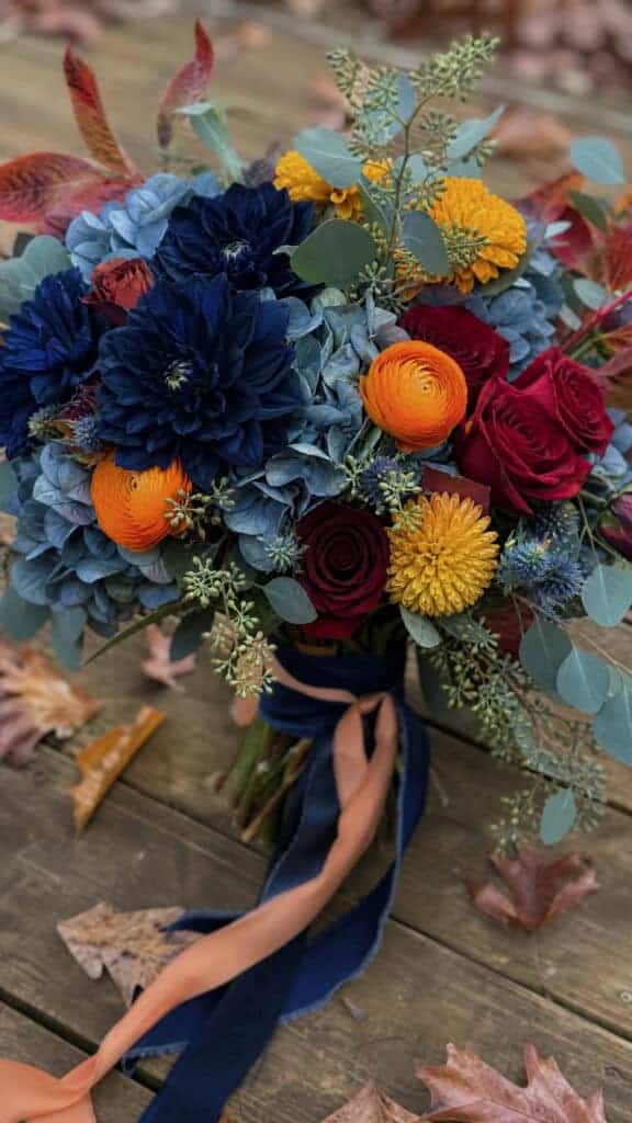 Why Blue Works Beautifully in Fall Wedding Arrangements