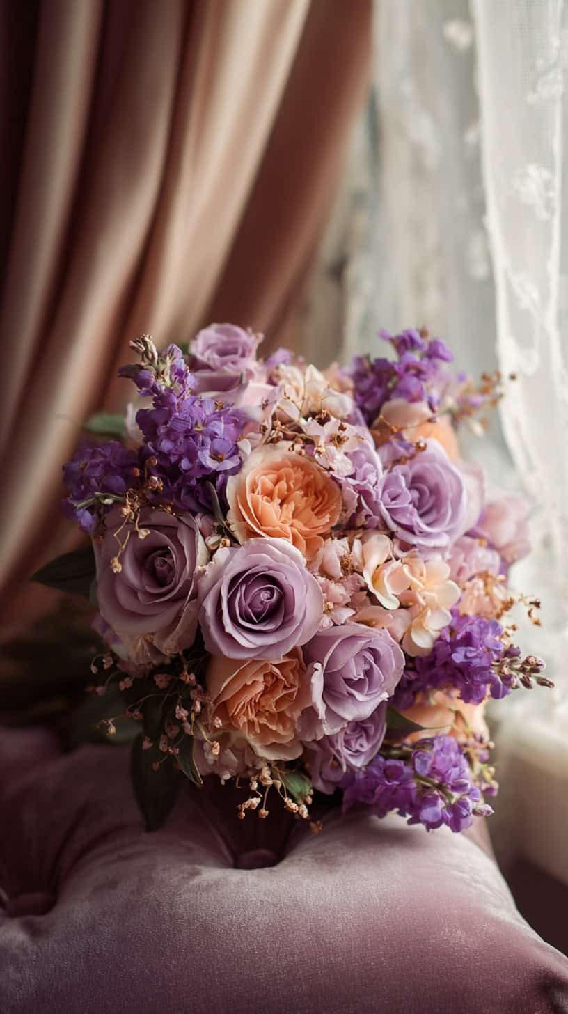 Lavender and Apricot Stems - Image 1