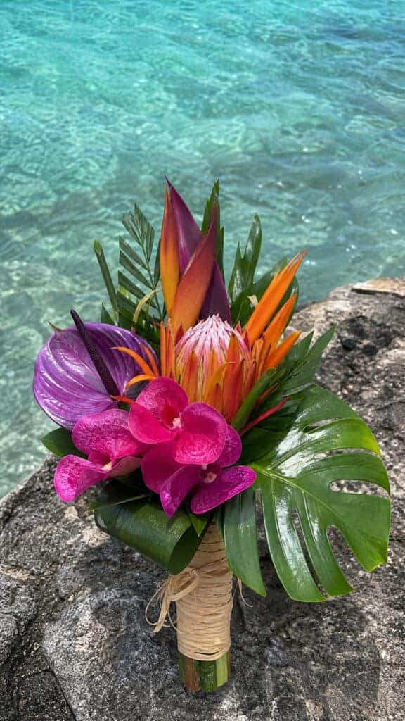 Tropical Mini Bouquets For Destination Wedding Vibes