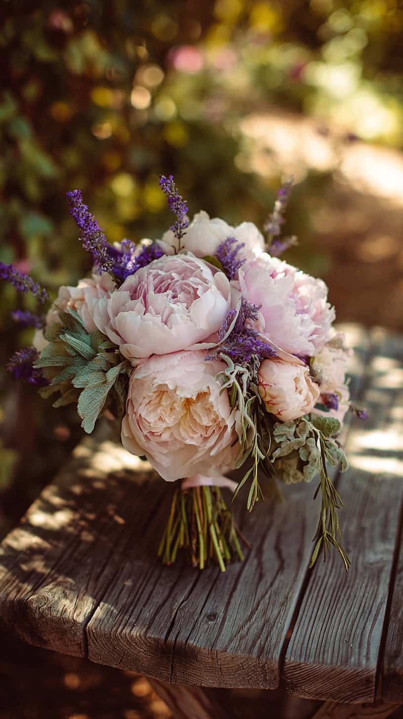 Peony Bouquet with Herbs - Image 1