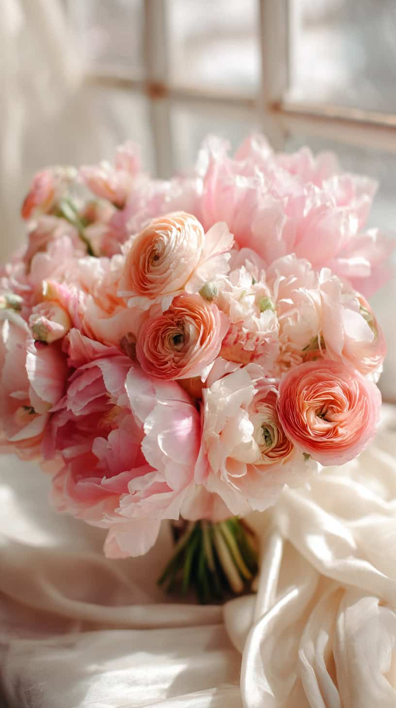 Pink Peonies with Ranunculus - Image 1
