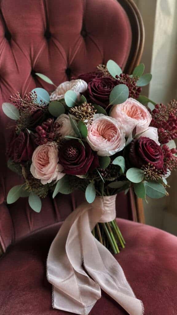 Burgundy and Blush Garden Rose Mix