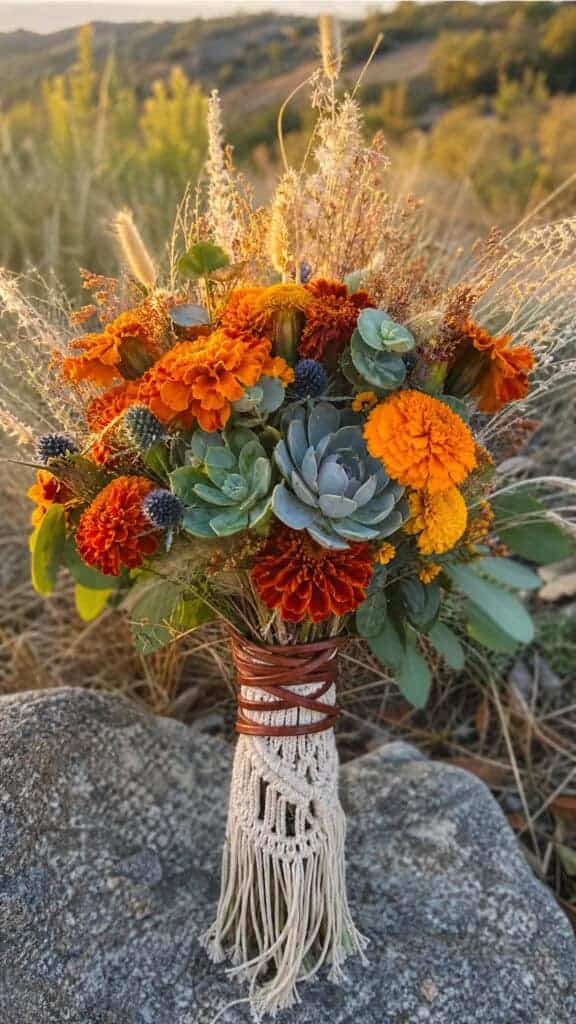 Marigold and Succulent Bohemian Blend