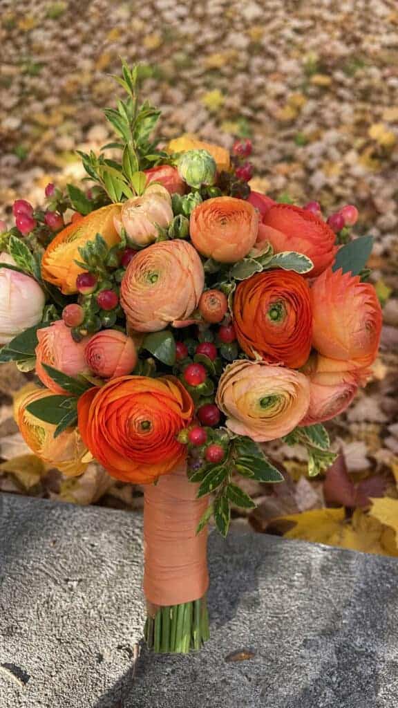 Orange Ranunculus and Berry Cluster