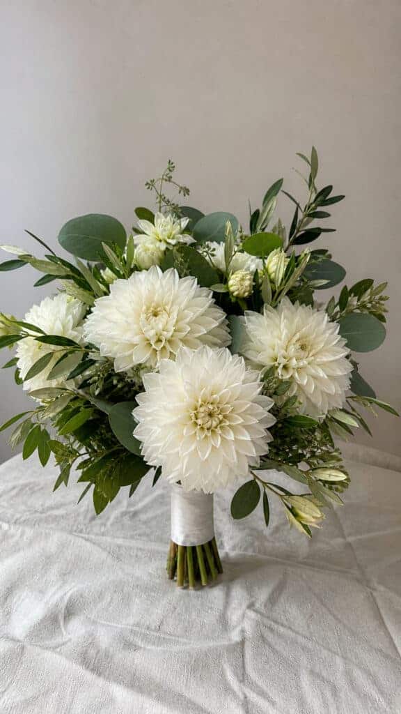 White Dahlia and Greenery Simplicity