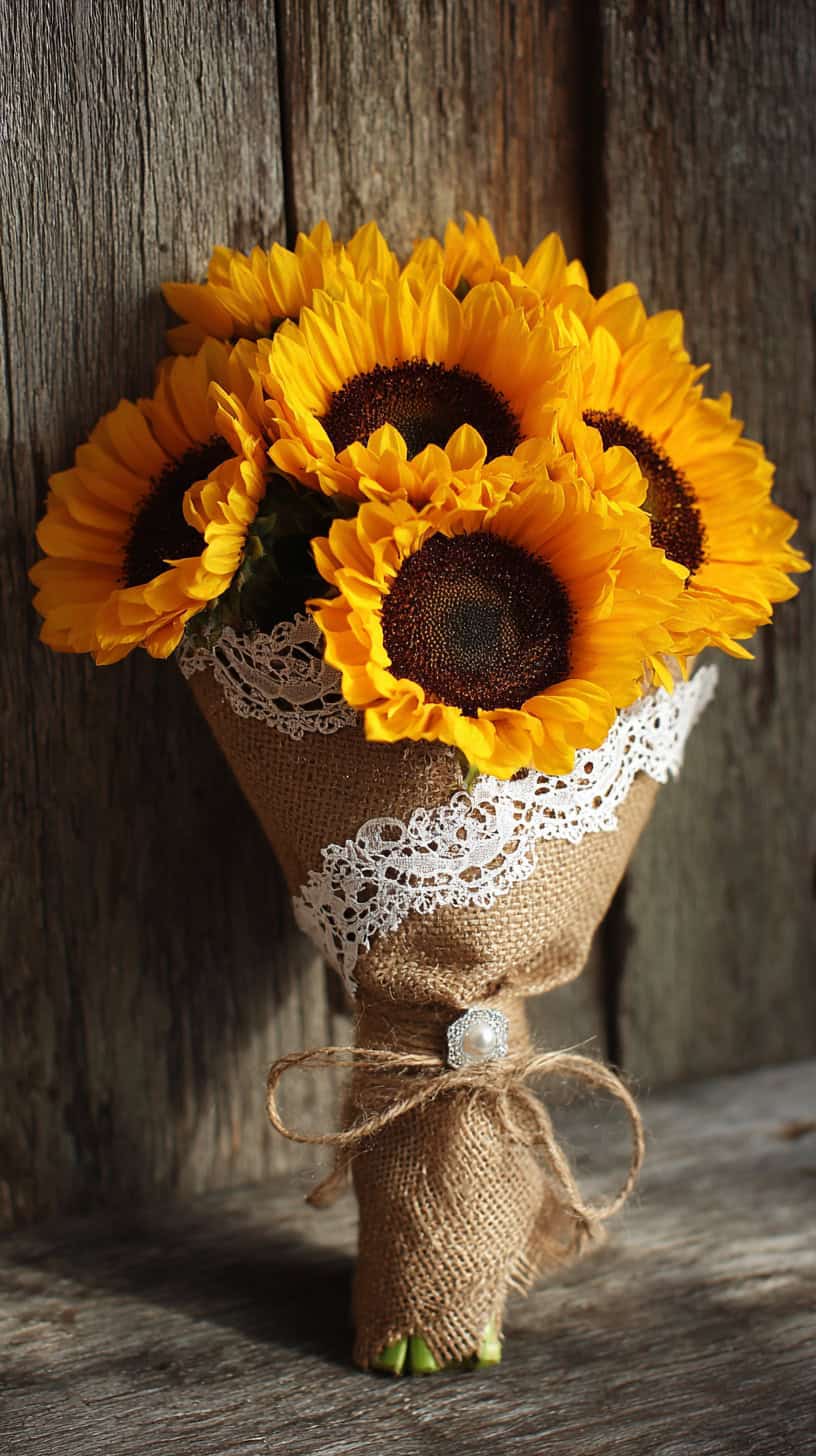 Sunflowers with Burlap Wrap - Image 2