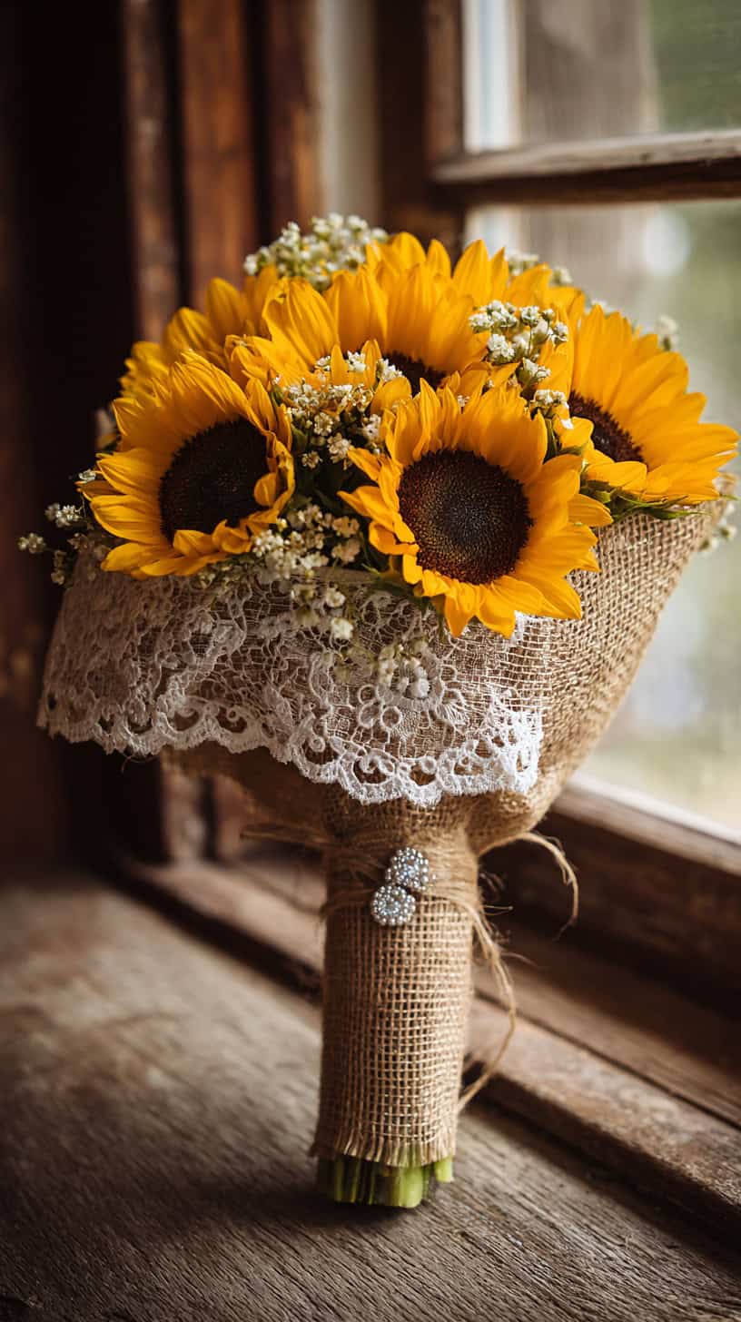 Sunflowers with Burlap Wrap - Image 3