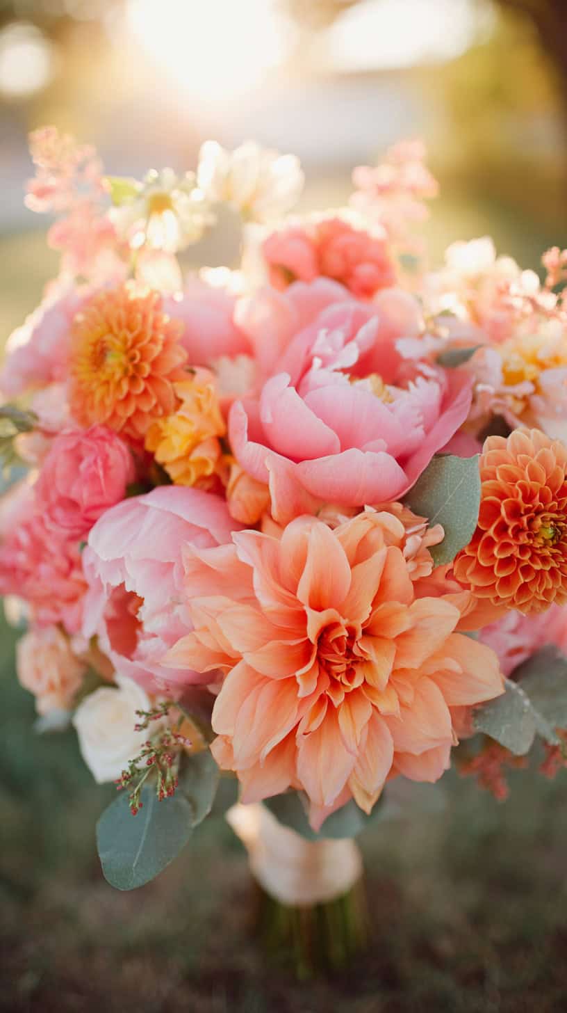 Sunset Peonies and Dahlias - Image 3