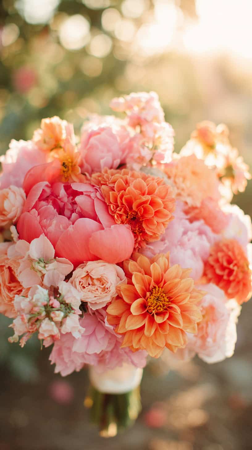 Sunset Peonies and Dahlias - Image 1