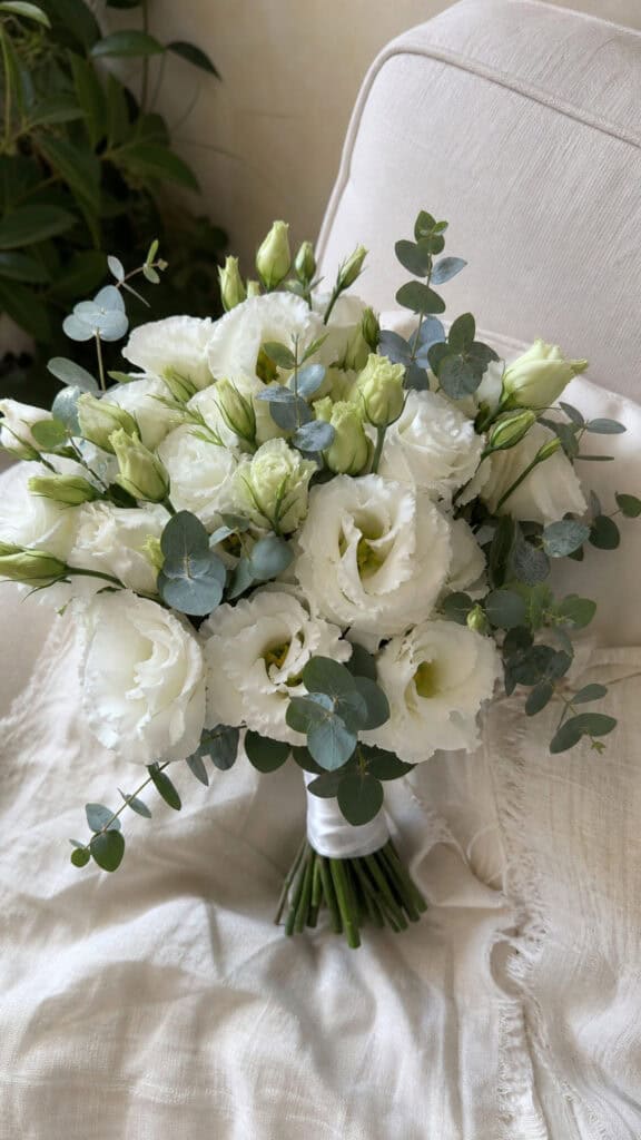 Lisianthus and Baby Blue Eucalyptus