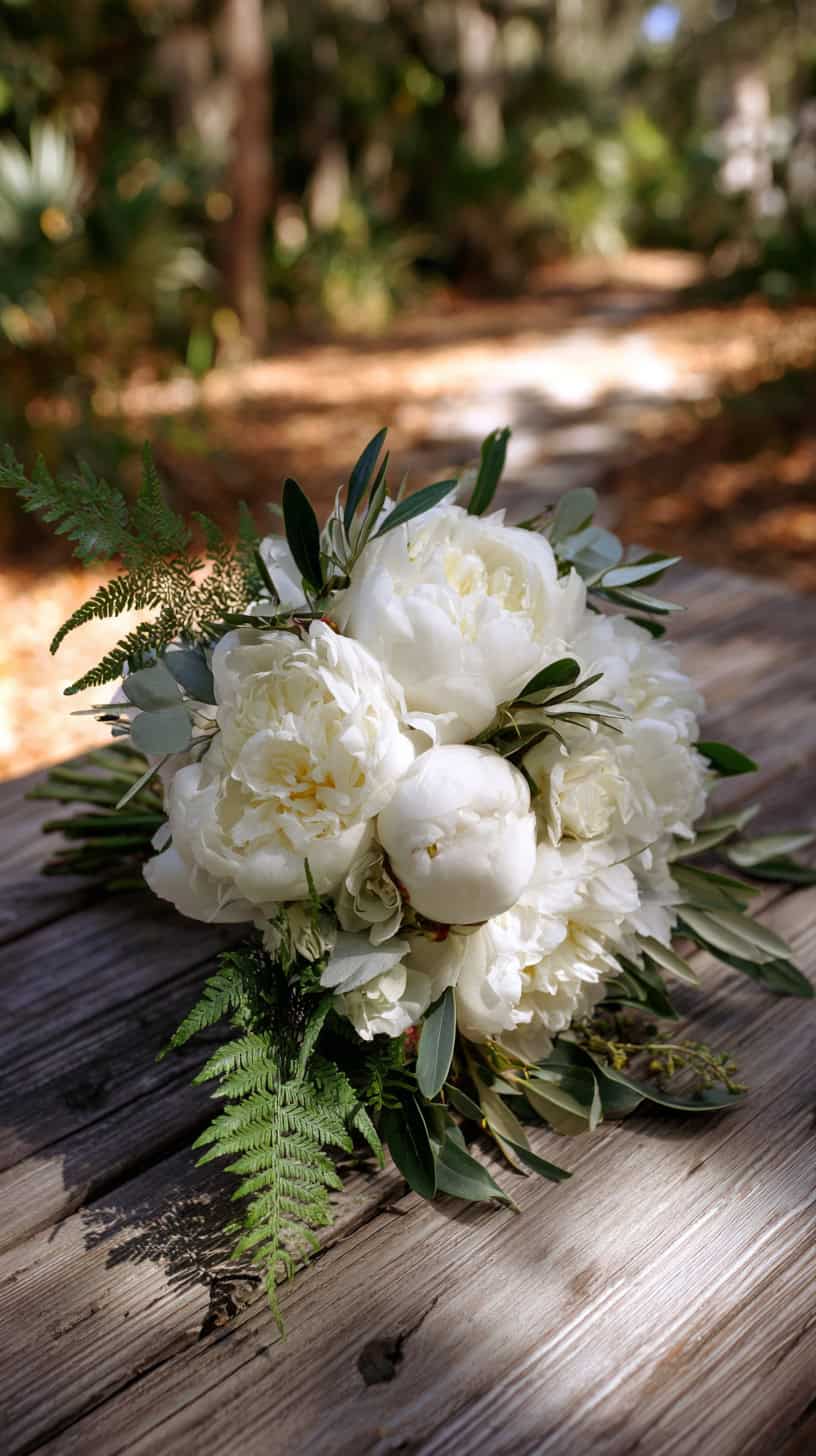White Peonies and Greenery - Image 2