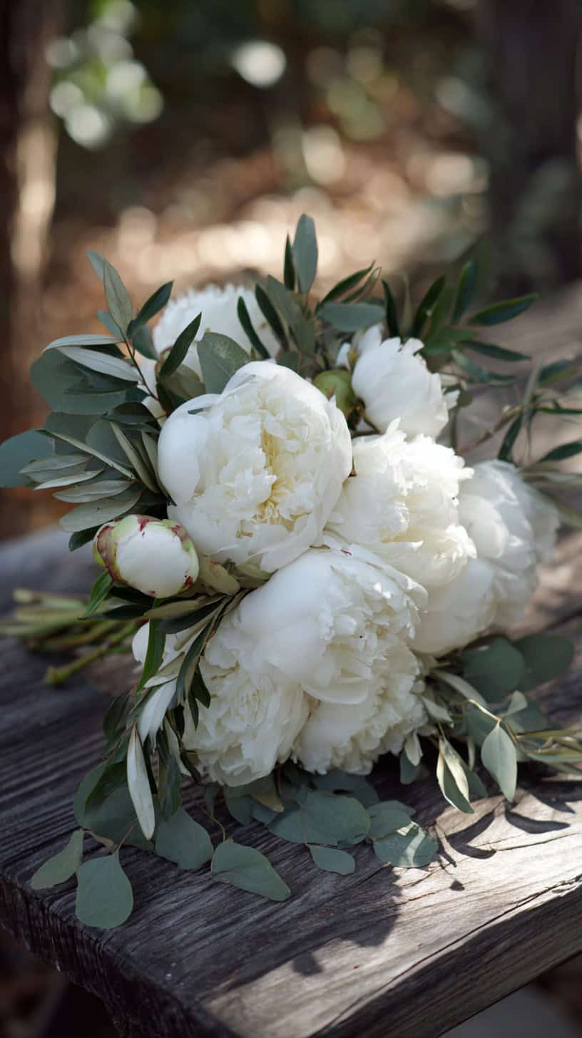 White Peonies and Greenery - Image 1