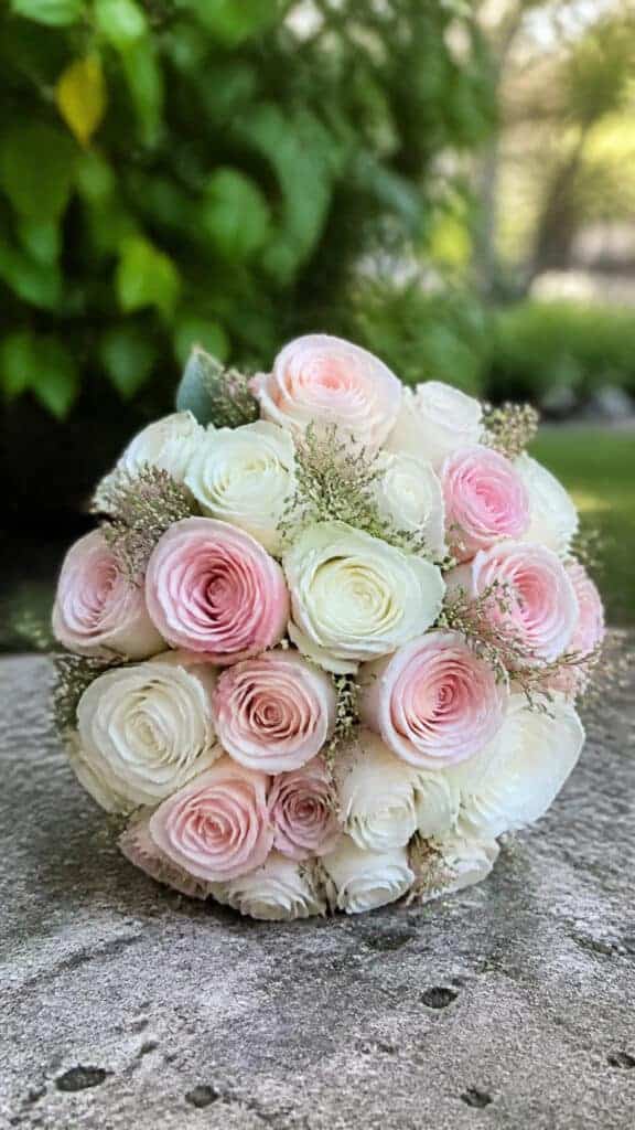 White Roses with Blush Pink Touches